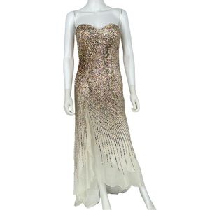 Terani Couture Gold Multi-Colored Beaded Gown